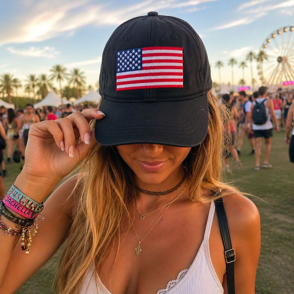 USA Flag Baseball Hat Adjustable One Size Patriotic Streetwear Standout Cap